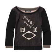 (W) Mischief Boat Neck Mesh Top Black