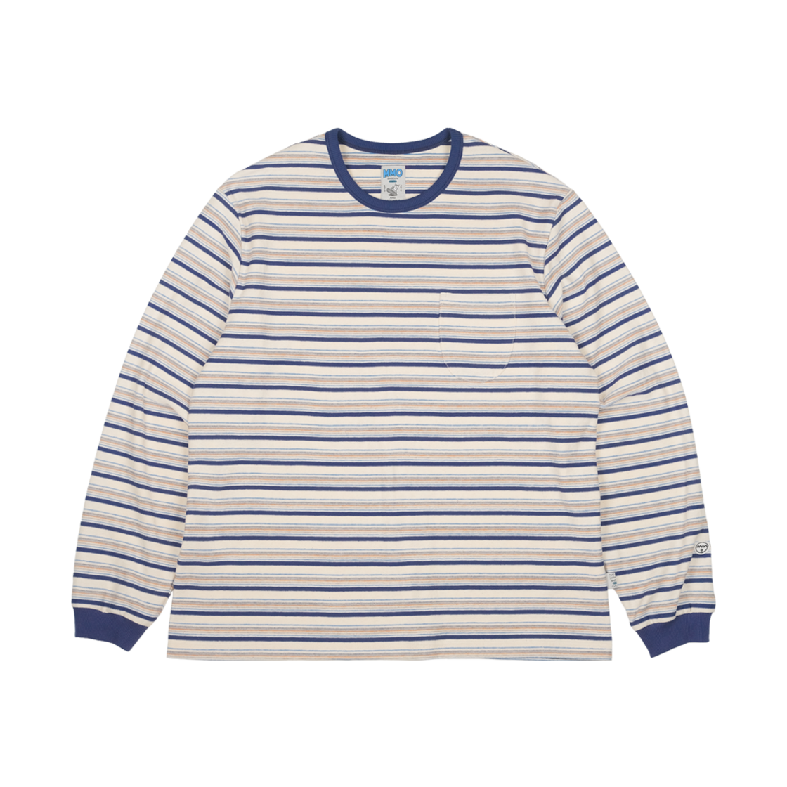 A-024 mmogarden Pocket Stripe L/S Tee Blue