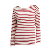 Saint James Minquiers Modern Striped Sailor Long Sleeve T-Shirt Ecru Persan
