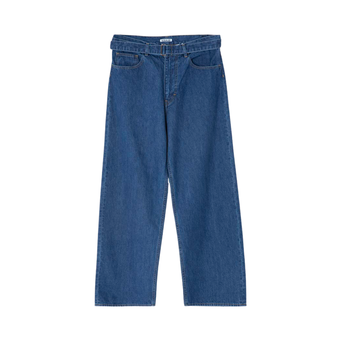 오라리 셀비지 라이트 OZ 데님 벨티드 팬츠 미디움 워시드 인디고 - 25SS(Auralee Selvedge Light OZ Denim Belted Pants Medium Washed Indigo - 25SS)