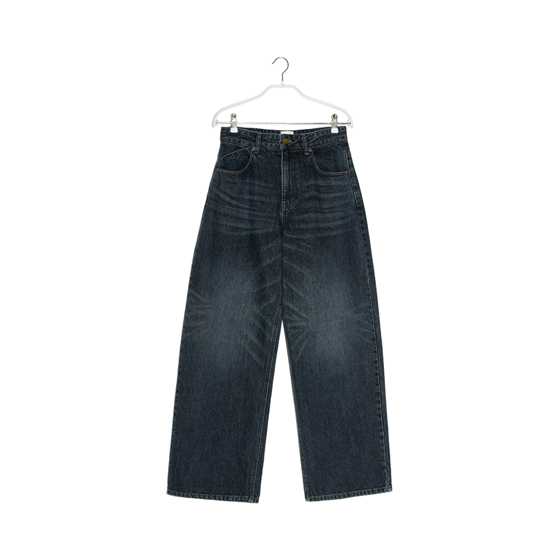 엔오르 우먼 루즈 핏 워시드 데님 팬츠  네이비(Enor Women Loose Fit Washed Denim Pants Navy)