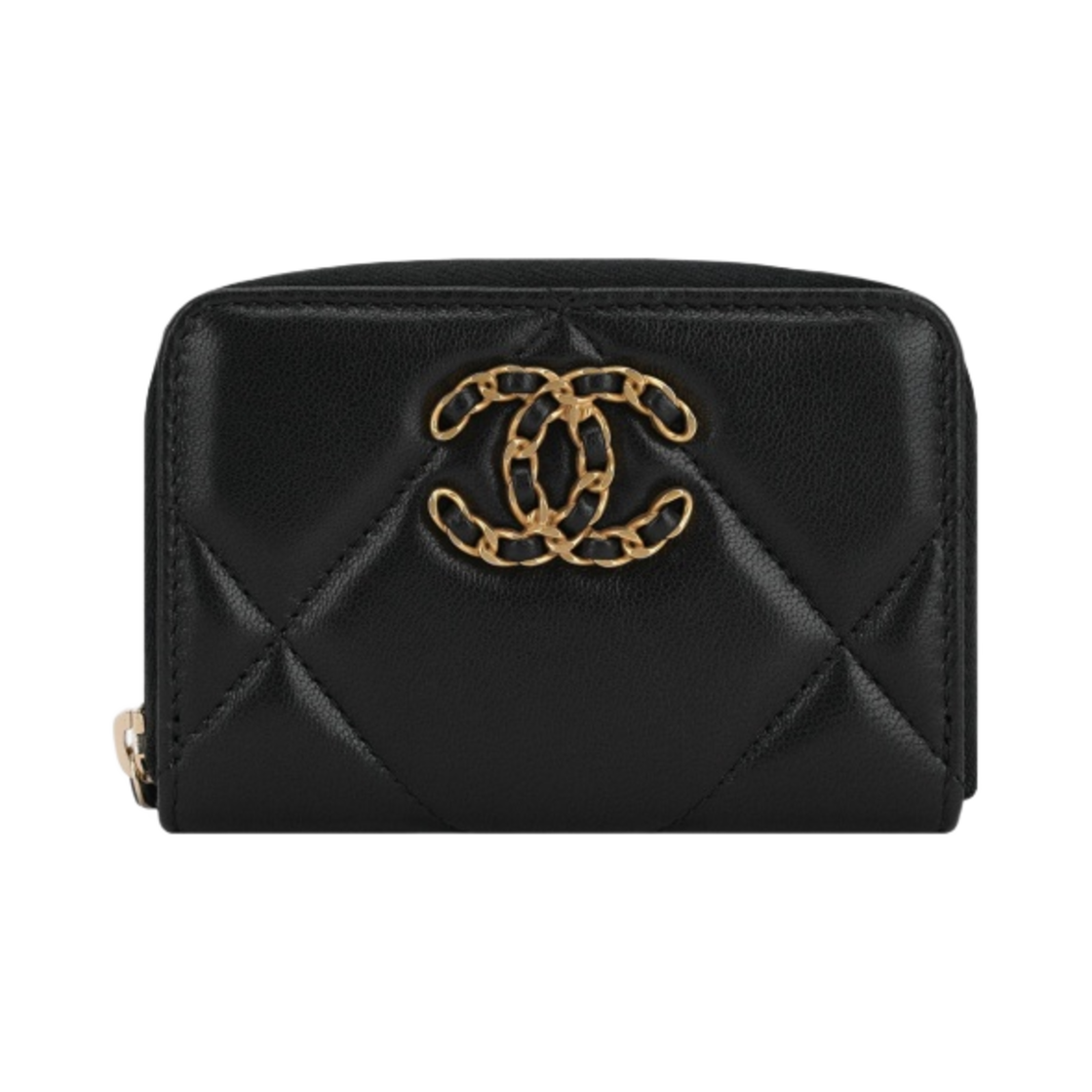 AP0949-B04852-94305 Chanel 19 Zipped Coin Purse Lambskin & Gold Black