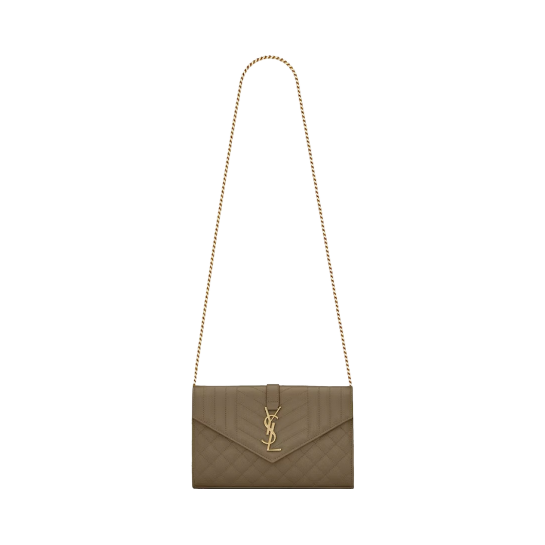 생로랑 믹스 마틀라세 그랑 드 뿌드르 엠보스드 레더 모노그램 체인 지갑 카키 그린(Saint Laurent Monogram Chain Wallet in Mix Matelasse Grain de Poudre Embossed Leather Khaki Green) - 1