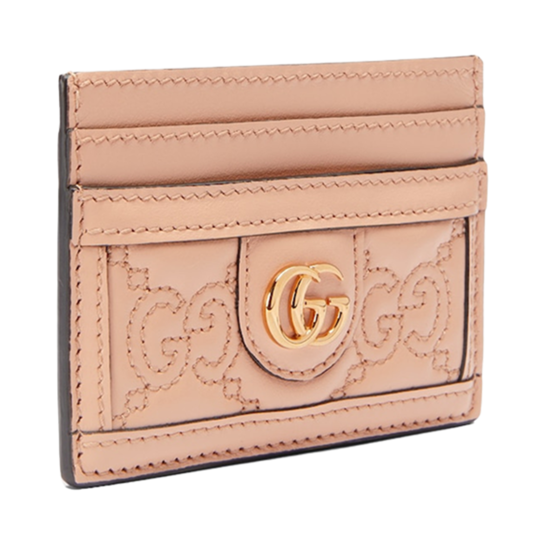 구찌 GG 마틀라세 카드 케이스 로즈 베이지 레더(Gucci GG Matelasse Card Case Rose Beige Leather) - 1