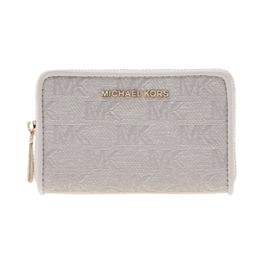 34S3GJ6D0J270 Michael Kors Logo Zip Around Card Case Natural