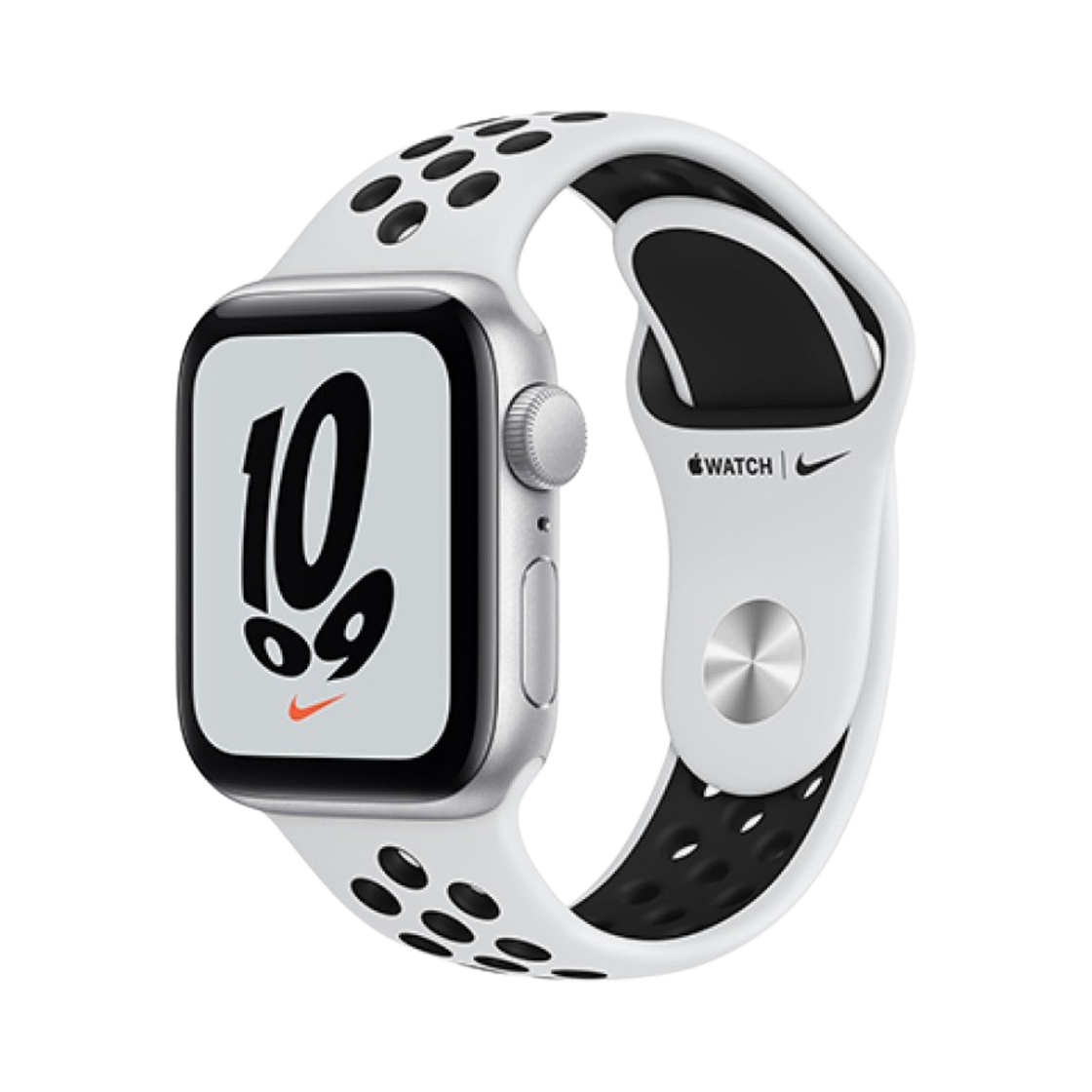 애플 워치 SE 나이키 44mm GPS 실버 알루미늄 케이스 나이키 스포츠 밴드 퓨어 플래티넘 블랙 (국내 정식 발매 제품)