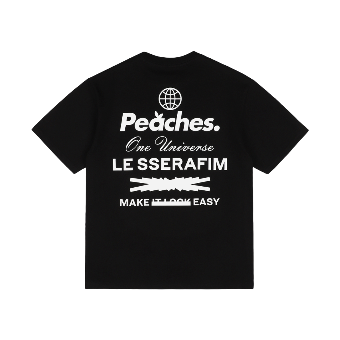 [르세라핌 x 피치스] 스테이플 숏슬리브 티셔츠 블랙([예약 배송] [LE SSERAFIM x Peaches.] STAPLE S/S T-SHIRT BLACK)