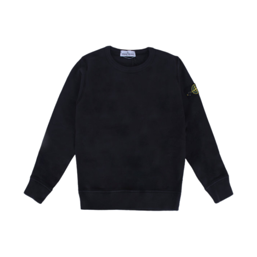 811661320-V0029 (Kids) Stone Island 61320 Garment Dyed Cotton Fleece Crewneck Sweatshirt Black - 24FW