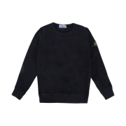 (Kids) Stone Island 61320 Garment Dyed Cotton Fleece Crewneck Sweatshirt Black - 24FW