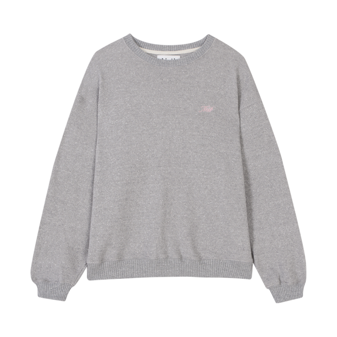 네이비 글리터 스웻셔츠 라이트멜란지(Neib Glitter Silver Sweatshirt Llight melange)