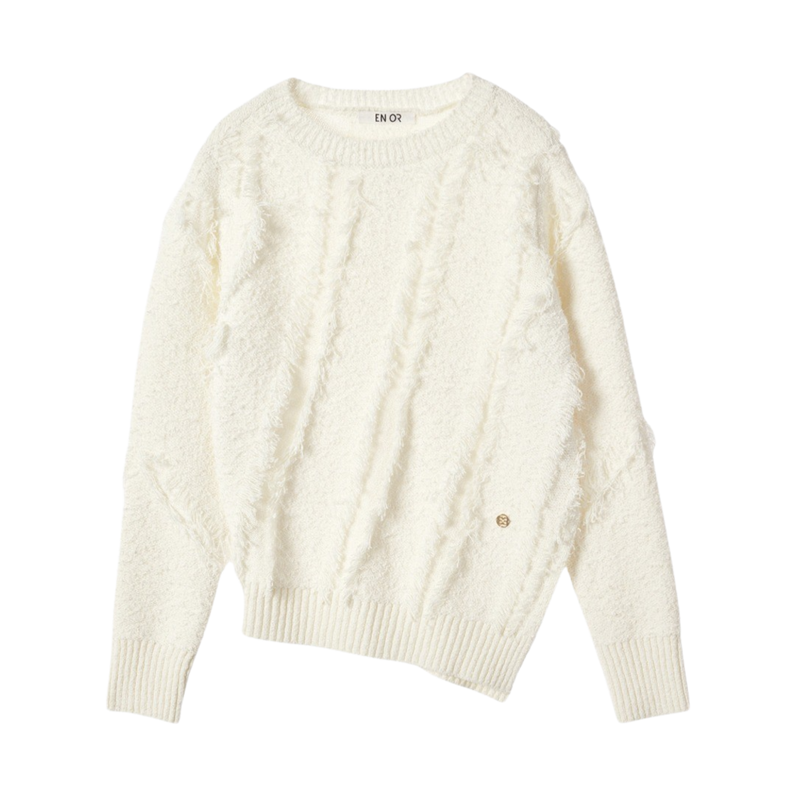 엔오르 우먼 프린지 컷 아웃 니트 화이트