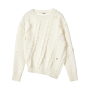 Enor Women Fringe Cut Out Knit White