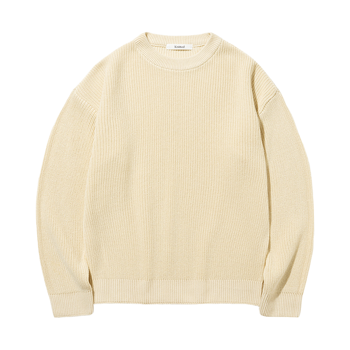 니티드 소프트코튼 드랍숄더 와플 니트 오트밀