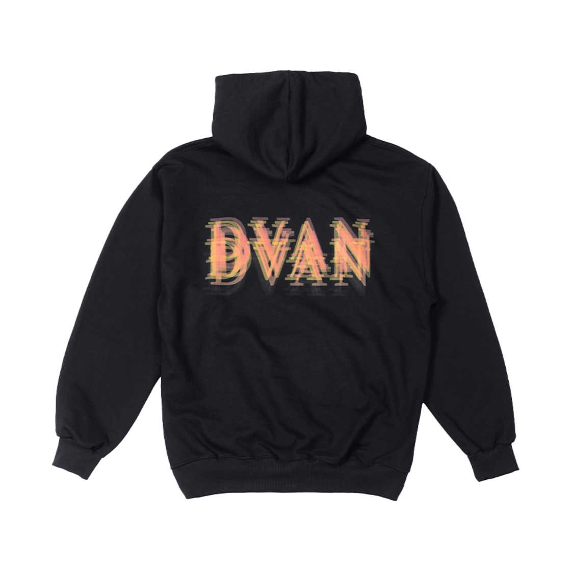 드반 홀로그램 핑크 후드 블랙 오렌지(DVAN Hologram Print Hoodie Black Orange)
