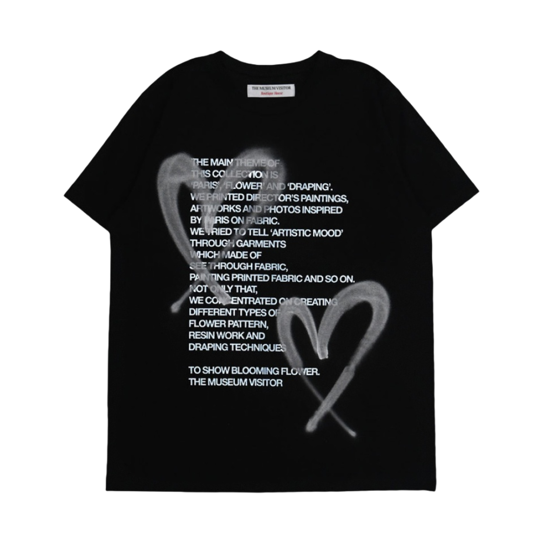 더뮤지엄비지터 하트 스프레이드 티셔츠 블랙(The Museum Visitor Heart Sprayed T-Shirt Black)