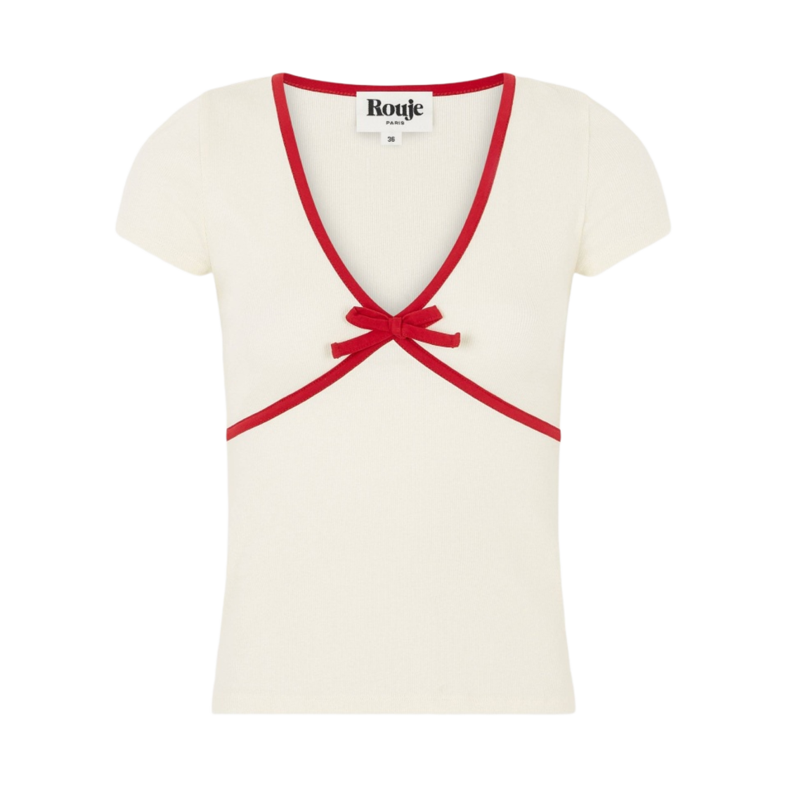 (W) 루즈 카렌 티셔츠 유니 크렘((W) Rouje Karene T-Shirt Uni Creme) - 1