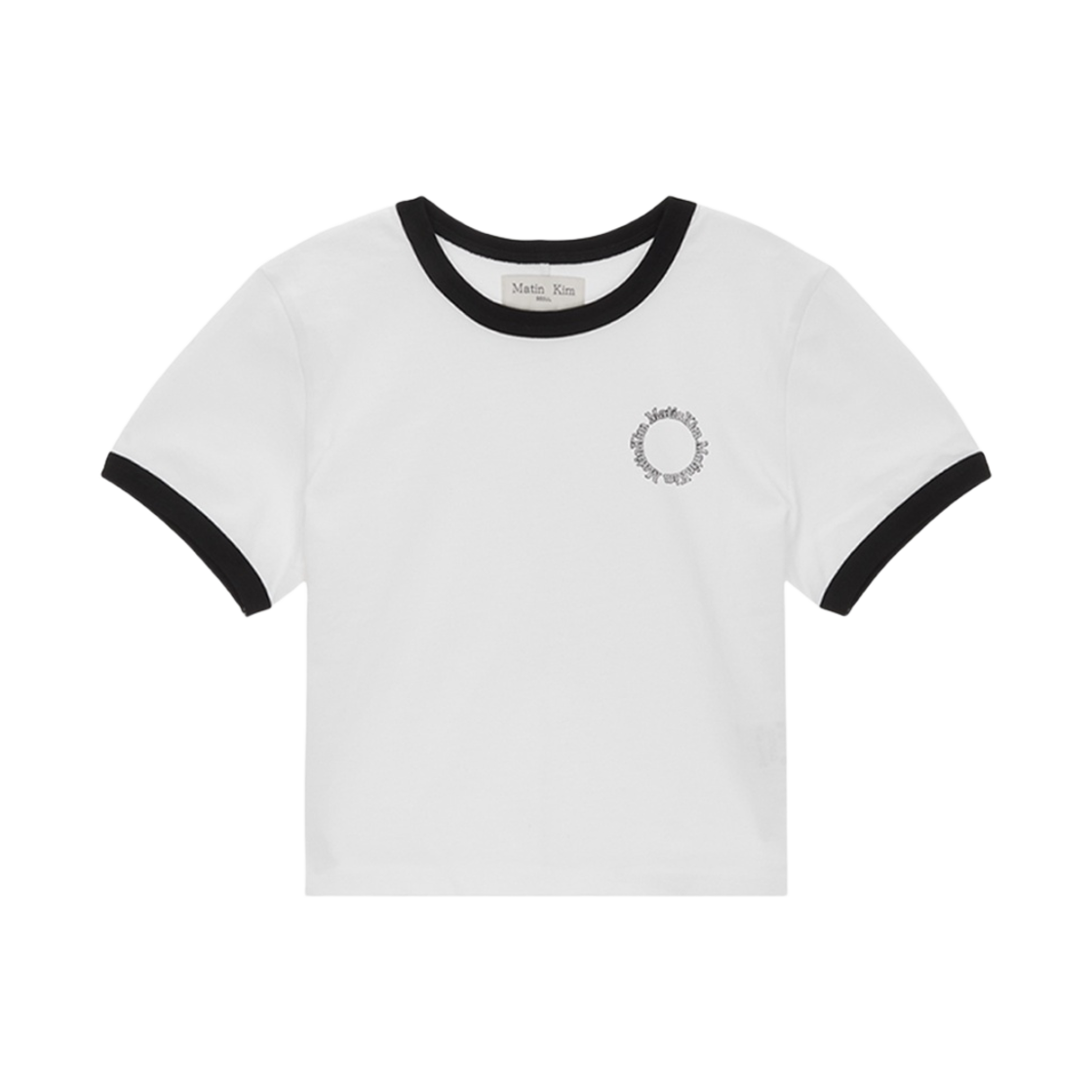 ★Matin Kim★ LOGO CUTTED CROP TOP IN WHITE MK2400TS002MWH LOGO CUTTED CROP TOP IN WHITE - MATINKIM