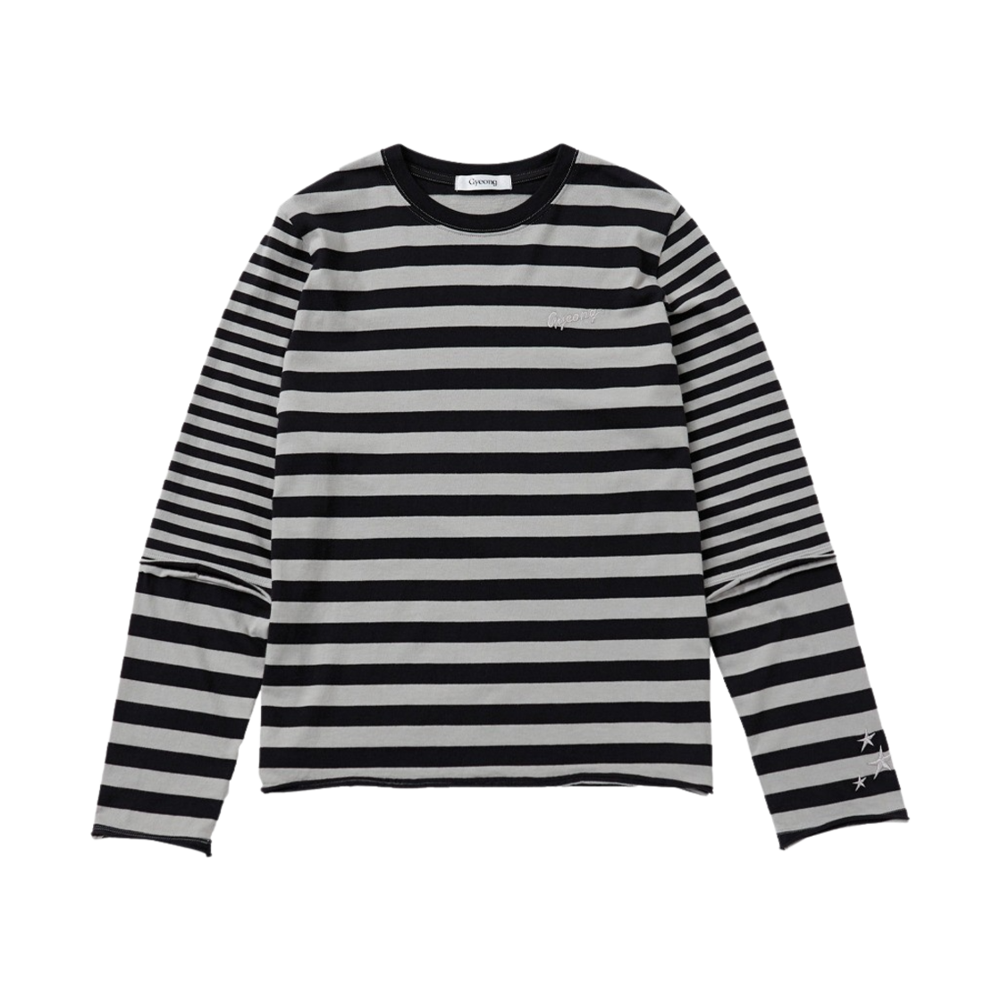 GY21LT01GY00 Gyeong P-Dyed Stripe Long Sleeve Tee Gray