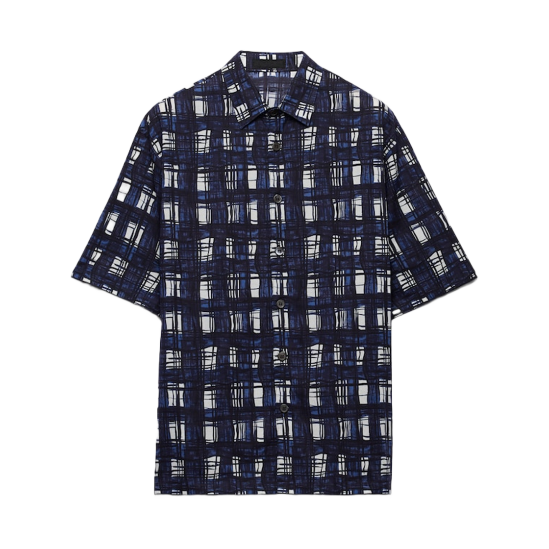 프라다 숏슬리브 코튼 셔츠 잉크 블루(Prada Short-Sleeved Cotton Shirt Ink Blue)