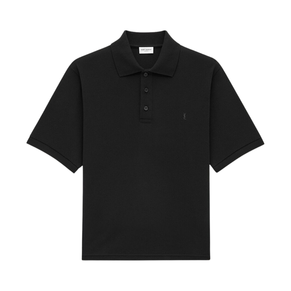 798944-Y37HC-1000 Saint Laurent Cassandre Polo Shirt In Pique Black