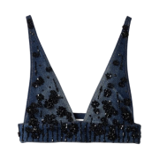 (W) Miu Miu Embellished Denim Top Navy