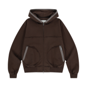 Thevinylhouse Cut Off Hoodie Zip-Up Brown