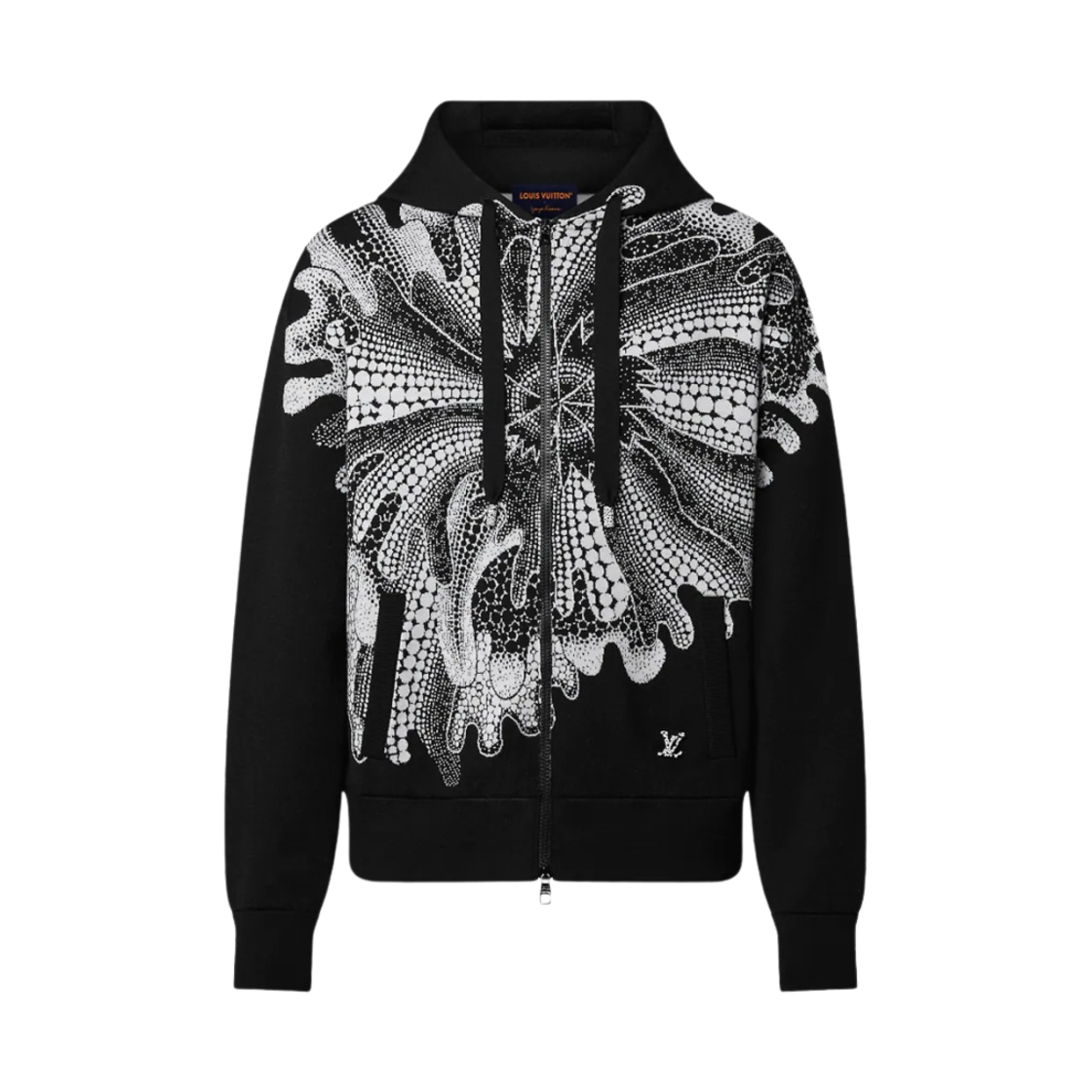 루이비통 x 야요이 쿠사마 사이키델릭 플라워 집 후드 블랙 화이트