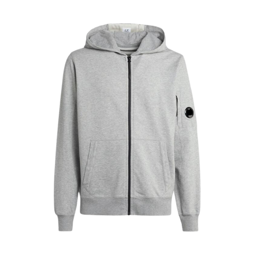 C.P. Company Light Fleece Zipped Hoodie Grey Melange - 24SS