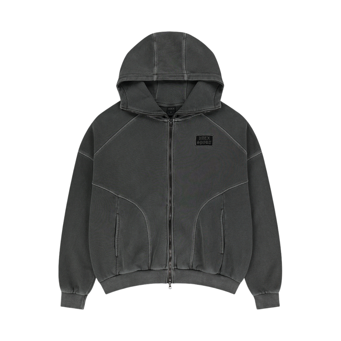 에이치덱스 피그먼트 하이넥 후디 집업 피그먼트 차콜(HDEX Pigment High Neck Zip-up Hoodie Pigment Charcoal)