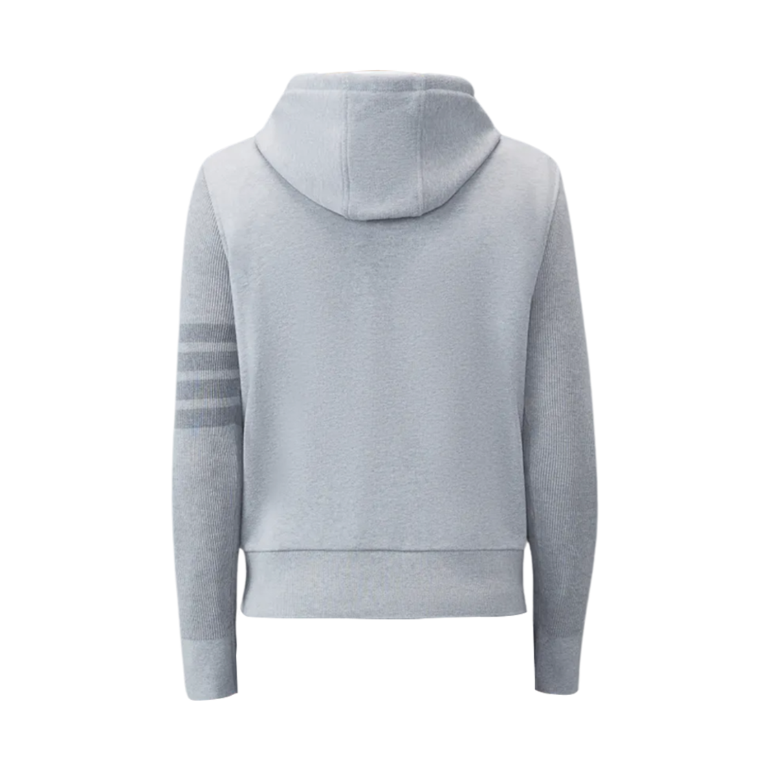 톰브라운 클래식 루프백 립드 슬리브 사선 풀오버 후드 라이트 그레이(Thom Browne Classic Loopback Ribbed Sleeve 4-Bar Pullover Hoodie Light Grey) - 2