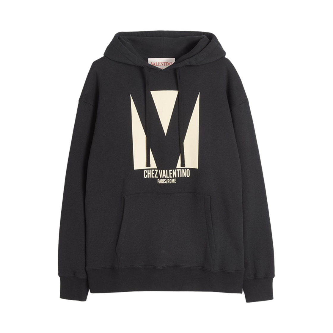 MF28NAQA0NO Valentino Cotton Hooded Sweatshirt with Chez Valentino Print Black