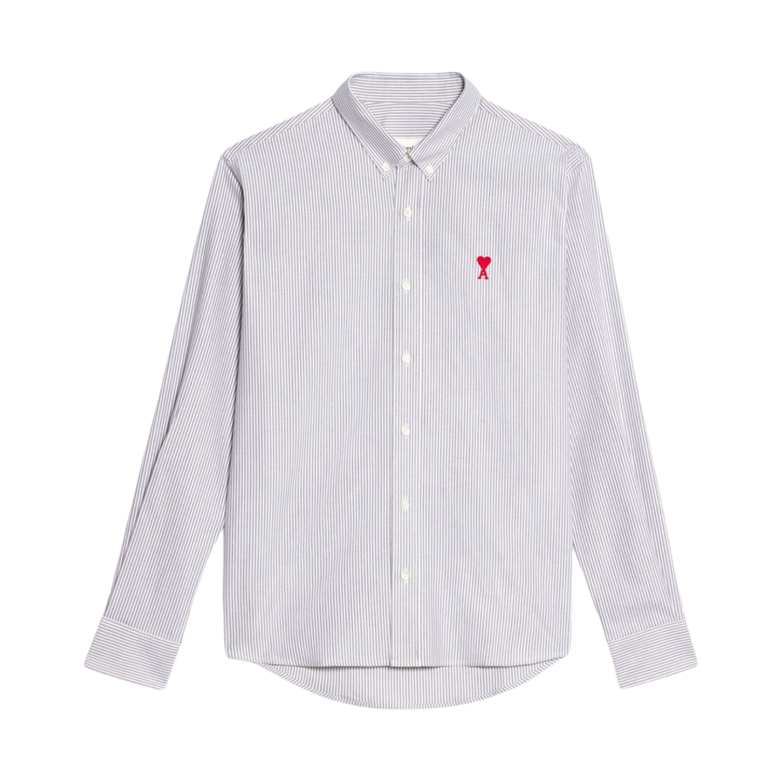 아미 스몰 하트 로고 스트라이프 버튼 다운 셔츠 블랙 화이트(AMI de Coeur Striped Button-Down Shirt Black White)