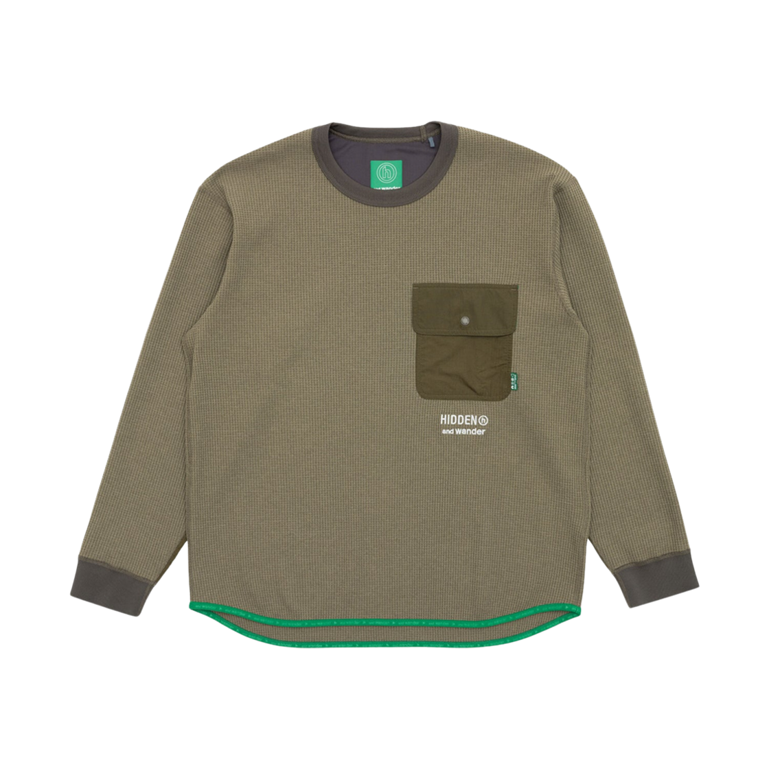 앤드 원더 x 히든 NY 와플 롱슬리브 티셔츠 골지(And Wander x Hidden NY Waffle Long Sleeve T-Shirt Gorge)
