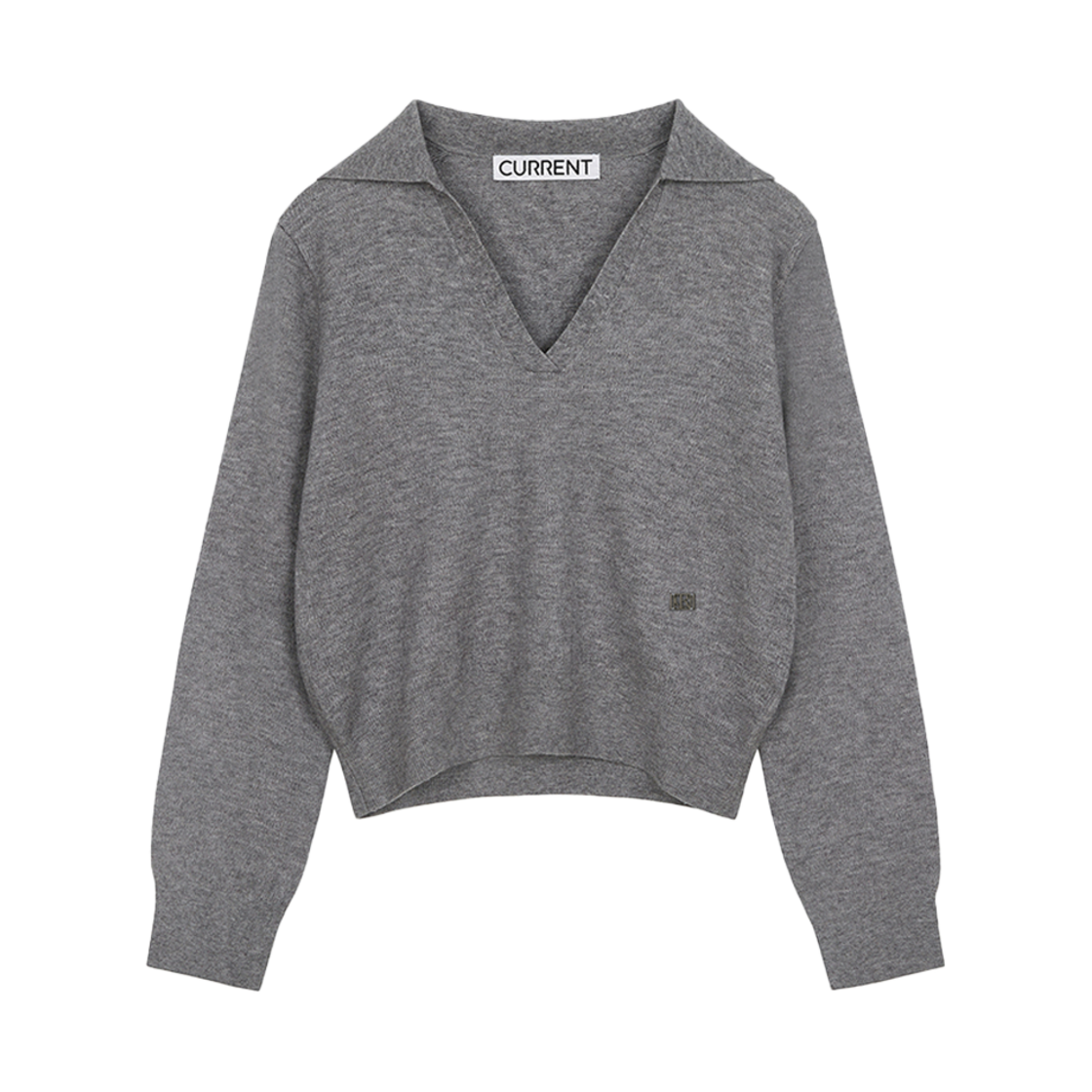 커렌트 카라 브이넥 니트 롱슬리브 차콜(Current Collar V Neck Long Sleeve Chacol) - 1