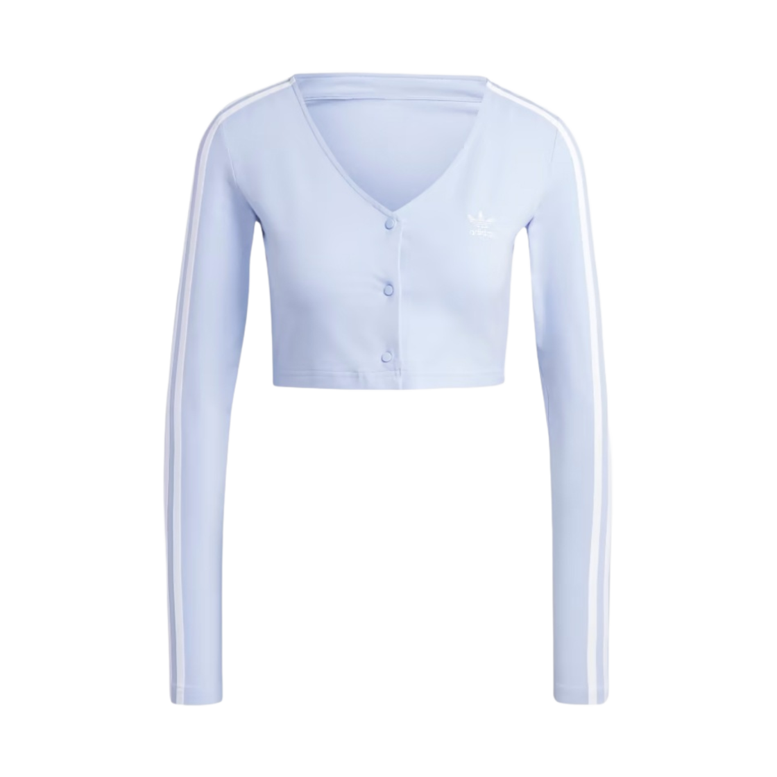 (W) 아디다스 아디컬러 클래식 삼선 버튼 롱슬리브 티셔츠 블루 던 - KR 사이즈((W) Adidas Adicolor Classic 3-Stripes Button Long Sleeve T-Shirt Blue Dawn - KR Sizing)