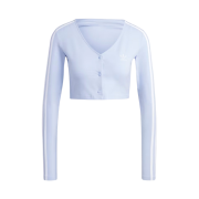 (W) Adidas Adicolor Classic 3-Stripes Button Long Sleeve T-Shirt Blue Dawn - KR Sizing