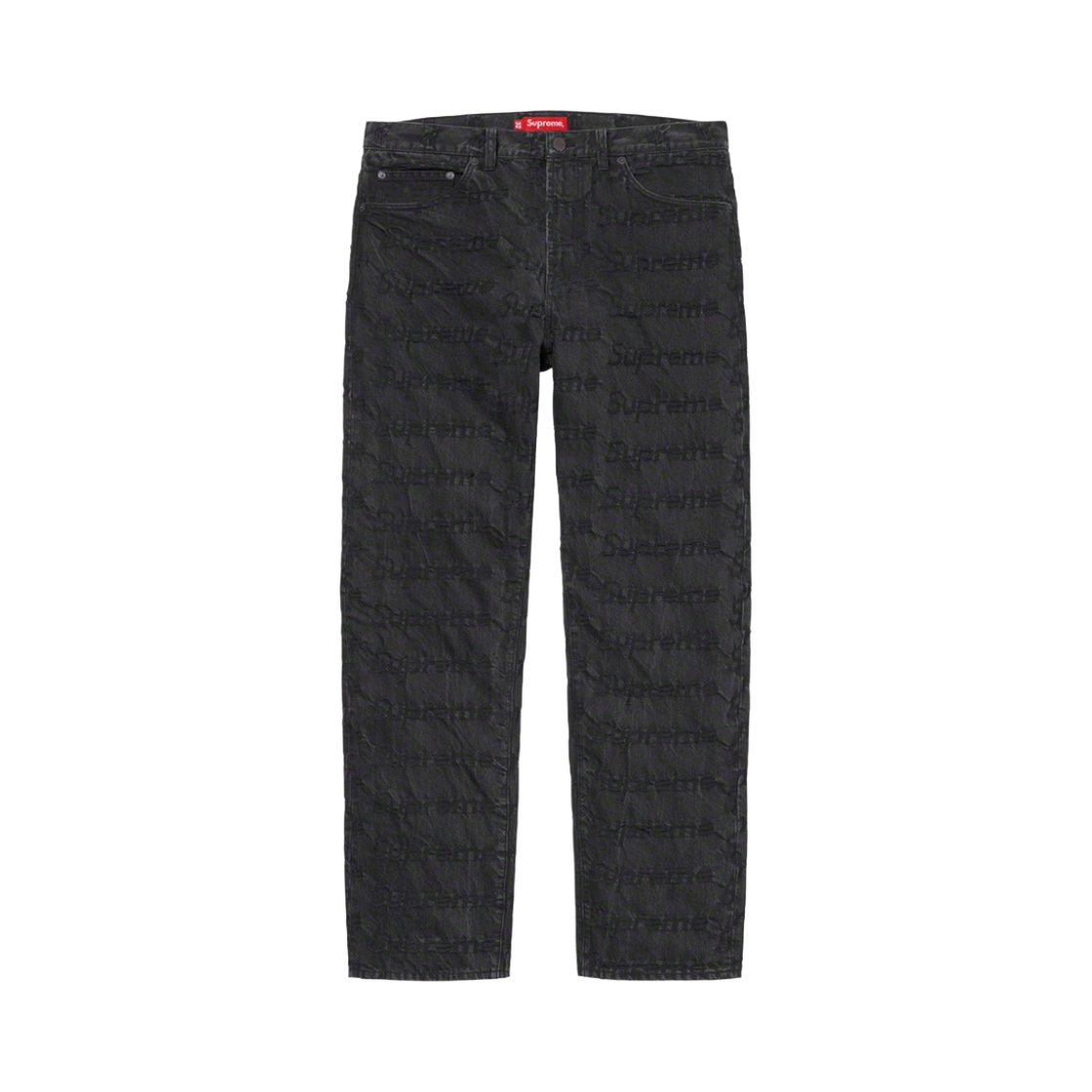 슈프림 프레이드 로고 레귤러 진 블랙 - 21SS