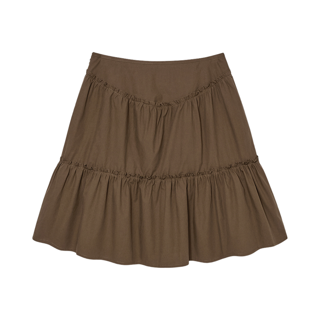 (W) 글로니 티아 더블 레이어드 러플 스커트 브라운((W) Glowny Tia Double Layered Ruffle Skirt Brown) - 2