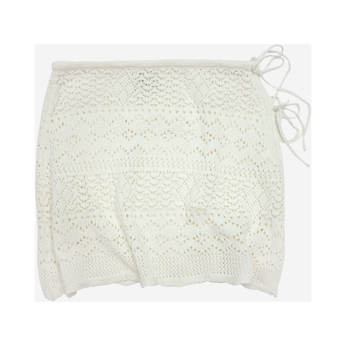 100129 Flatwave Tiki Knitted Wrap Skirt White