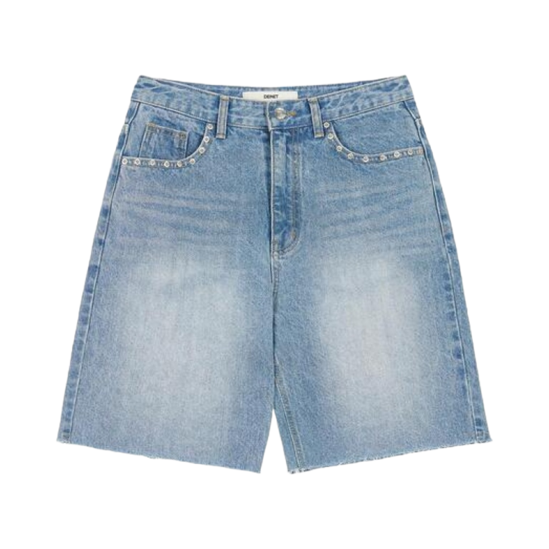 (W) 다이닛 스터드 데님 쇼츠 라이트 블루((W) Deinet Stud Denim Shorts in Light Blue)