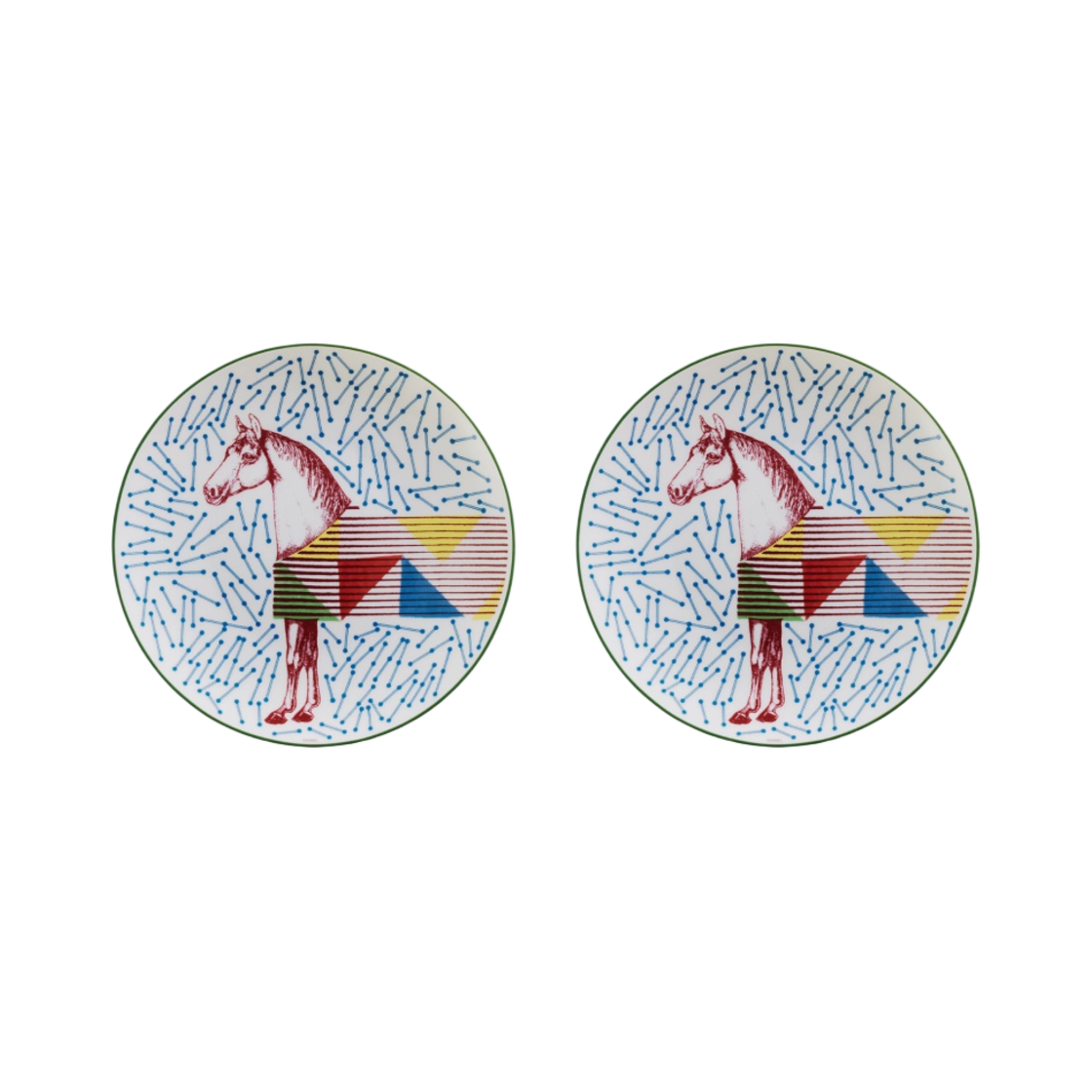 에르메스 히포모빌 디저트 플레이트 멀티꼴로르 (2개입)(Hermes Hippomobile Dessert Plate Multicolor (2 Plates)) - 1