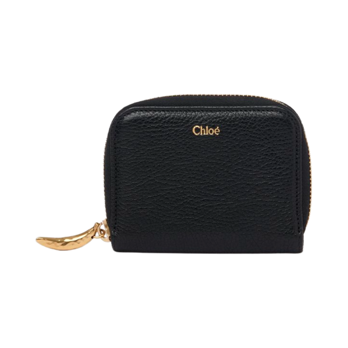 끌로에 그레인드 레더 바나나 지퍼 동전 지갑 블랙(Chloe Banana Zipped Coin Purse in Grained Leather Black)