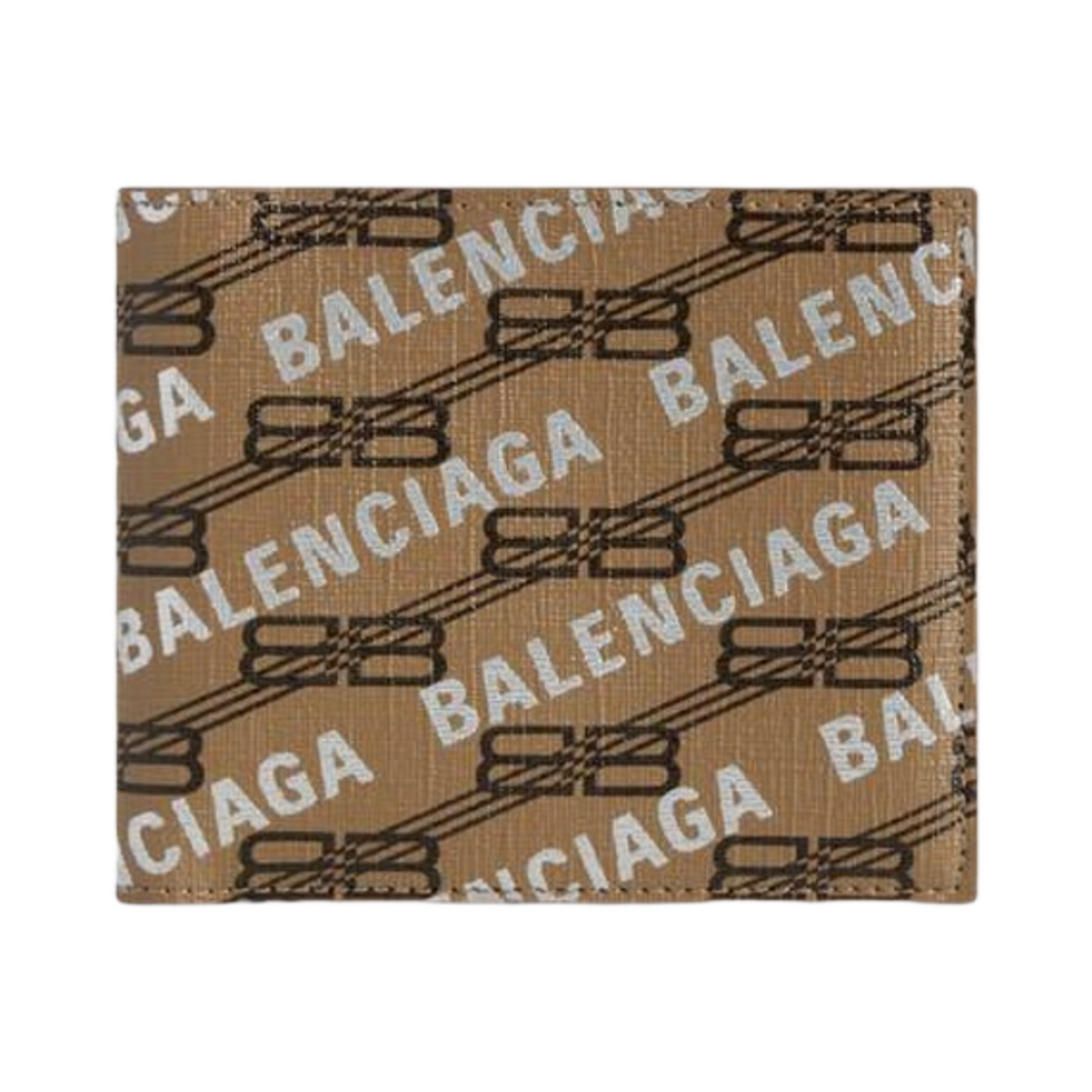 발렌시아가 시그니쳐 스퀘어 반지갑 지갑 BB 모노그램 코티드 캔버스 앤 올오버 로고 베이지(Balenciaga Signature Square Folded Wallet BB Monogram Coated Canvas And Allover Logo Beige) - 1