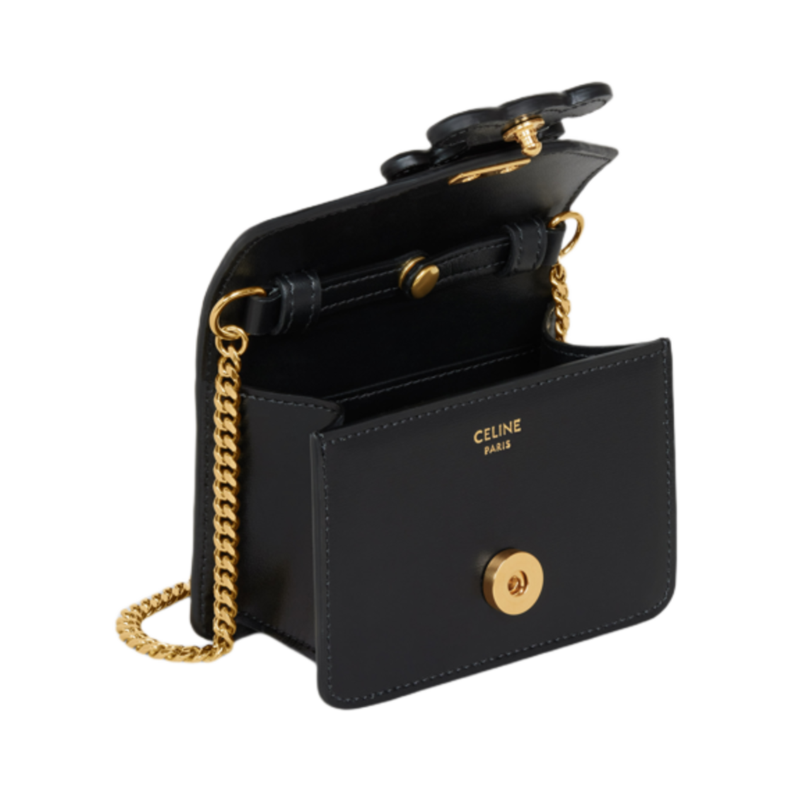 셀린느 카드 홀더 온 체인 트리옹프 샤이니 카프스킨 블랙(Celine Card Holder On Chain Triomphe in Shiny Calfskin Black) - 4