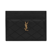 Saint Laurent Gaby Card Case in Quilted Lambskin Black