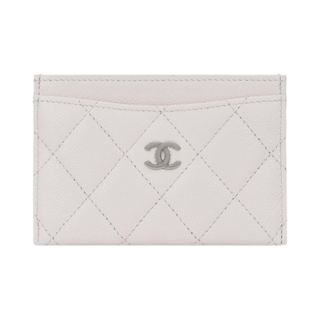 샤넬 클래식 카드 홀더 샤이니 그레인드 카프스킨 & 실버 메탈 화이트(Chanel Classic Card Holder Shiny Grained Calfskin & Silver White) - 1