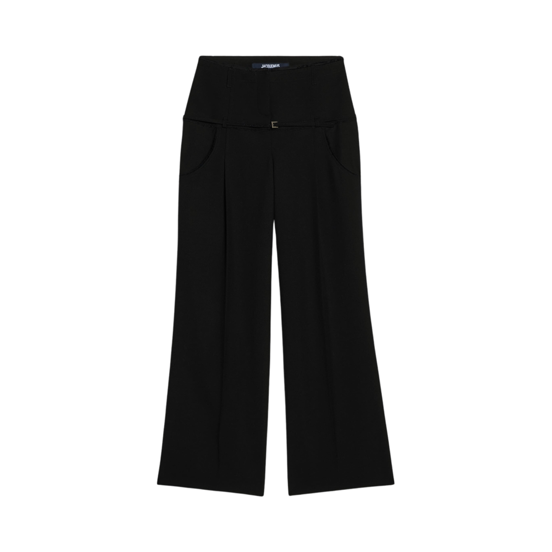 (W) 자크뮈스 르 판탈론 크리올로 벨티드 와이드 레그 팬츠 블랙((W) Jacquemus Le Pantalon Criollo Belted Wide-Leg Pants Black) - 1