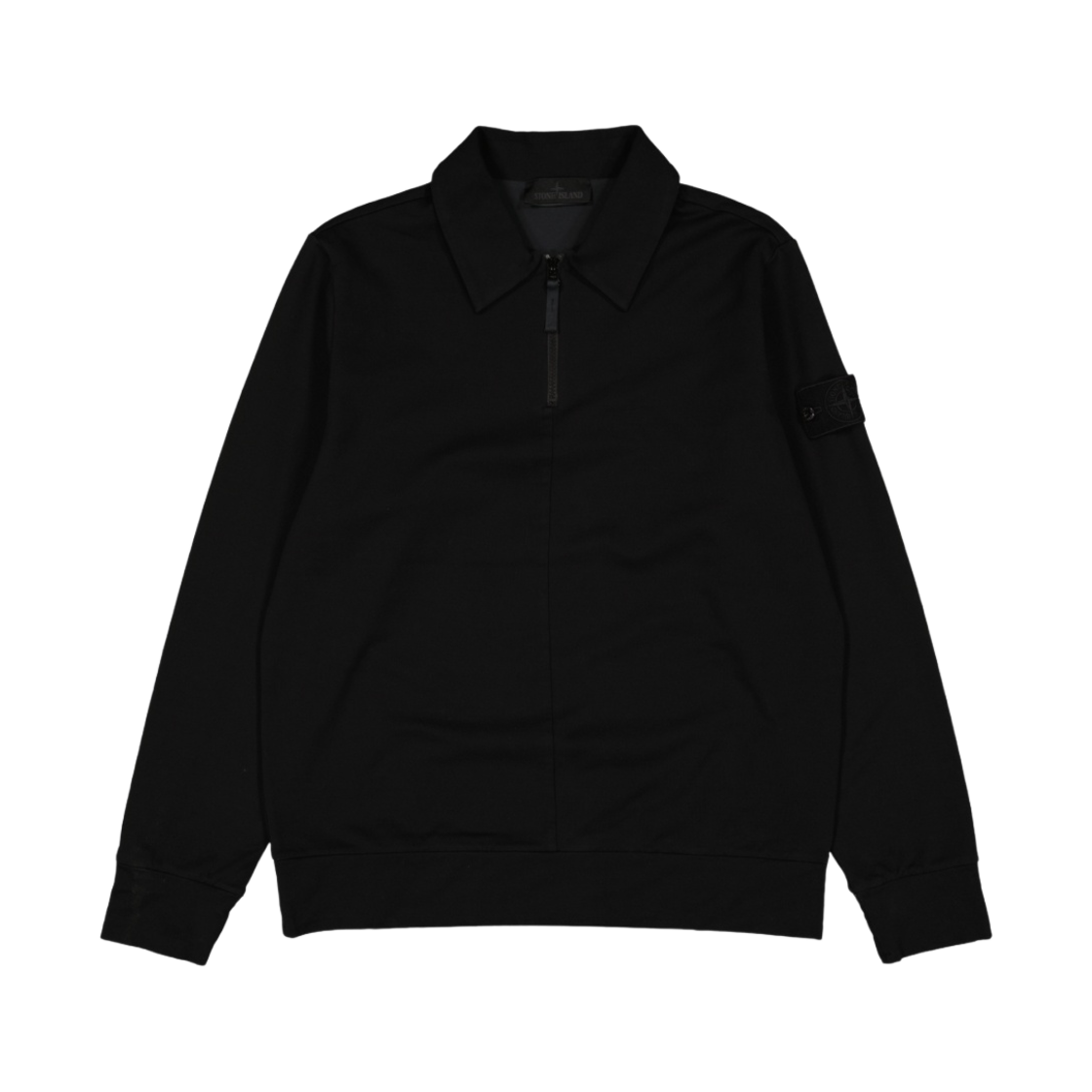 7615629F3-V0029 Stone Island 629F3 Ghost Piece Cotton Stretch Fleece Garment Dyed Half Zip Sweatshirt Black - 22SS