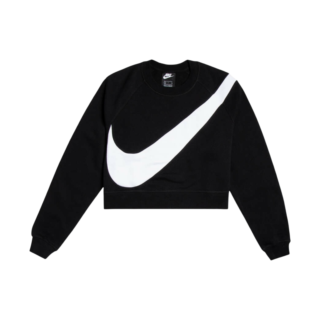 (W) 나이키 NSW 스우시 크루 플리스 스웨트셔츠 블랙 - US/EU((W) Nike NSW Swoosh Fleece Crew Fleece Sweatshirt Black - US/EU) - 1