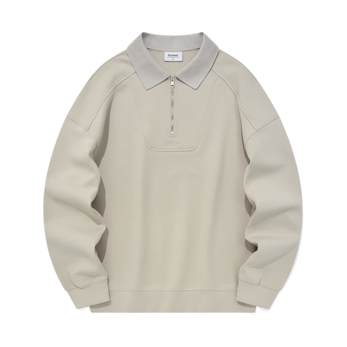 커버낫 립 카라 하프 집업 스웨트셔츠 그레이(Covernat Rib Collar Half Zip Up Sweatshirt Grey)